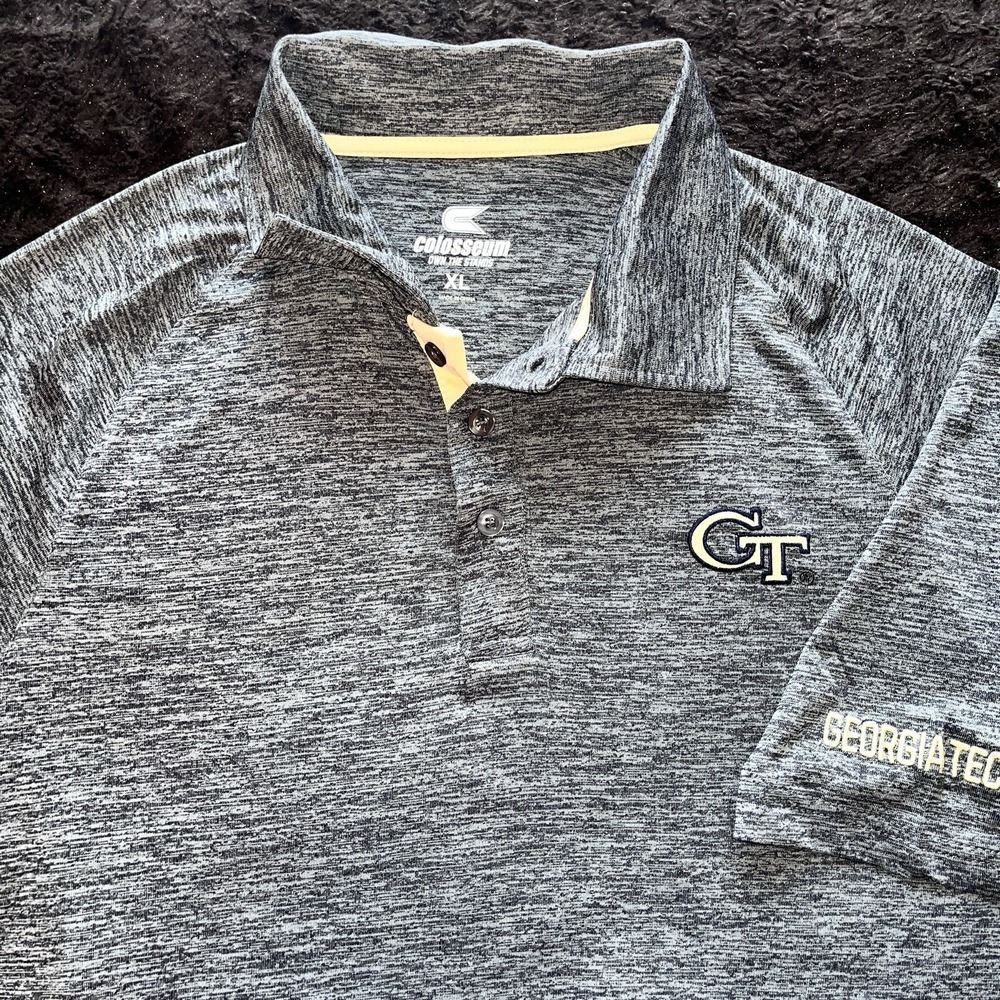 Georgia‎ Tech Yellow Jackets Gray Polo Shirt Colosseum Mens XL